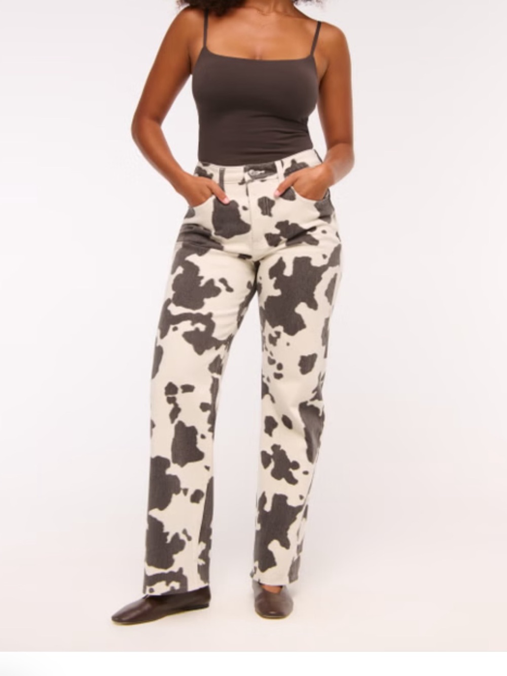 Abercrombie & Fitch Cow-Print Wide Leg Jeans - Curve Love